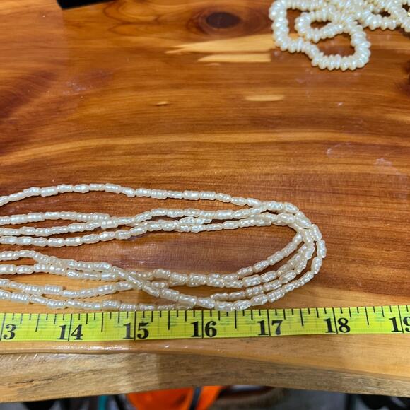 Vintage Necklaces Freshwater Rice Pearl Multi Strand Long Layered Lobster Clasp - Picture 5 of 12
